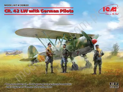 Niemiecki myśliwiec CR. 42 LW z pilotami