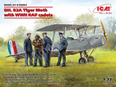 Brytyjski samolot szkolny De Havilland DH. 82A Tiger Moth z kadetami RAF