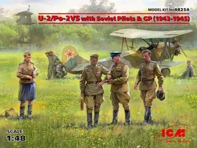 Sowiecki samolot ropoznawczy PO-2 VS z pilotem i obsługą naziemną