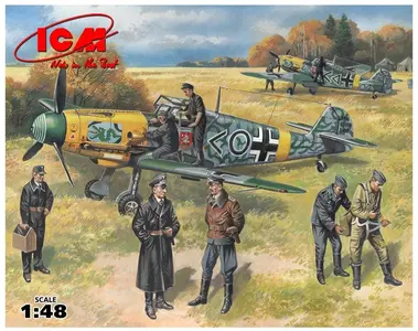 Niemiecki myśliwiec Messerschmitt Bf 109 F-2 z pilotami