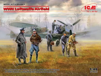 Zestaw lotnisko Luftwaffe (Messerschmitt Bf 109F-4, Henschel Hs 126 B-1, piloci i obsługa