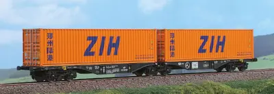 Wagon kontenerowy podwójny typ Sggrss 80 z kontenerami ZIH