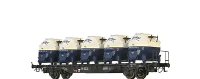 Wagon platforma kontenerowa BTmms 58 z silosami Efkr 401 Birkel