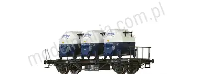 Wagon towarowy platforma BTs 30, z ładunkiem Efkr 401 'Birkel'