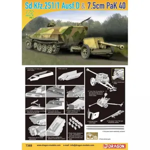 Niemiecki transporter SdKfz 251/1 Ausf D Hanomag z działem PaK 40