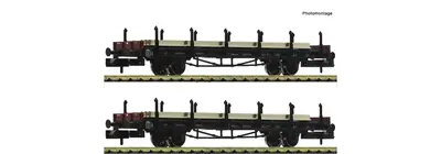 Zestaw 2 wagonów towarowych platform typ S z ładunkiem