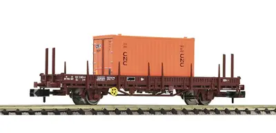 Wagon towarowy platforma niskoburtowa z kłonicami i kontenerem 20"
