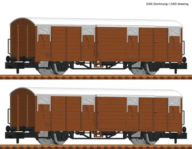 Zestaw 2 wagonów towarowych krytych Glmms