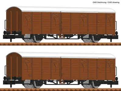 Zestaw 2 wagonów towarowych krytych Gbs 258