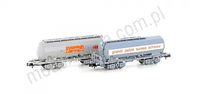 Zestaw 2 wagonów silosów typu Uacs SBB Granol + COOP