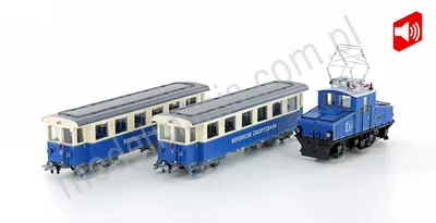 Lokomotywa Zugspitzbahn z 2 wagonami pasażerskimi, Ep.V, H0e, dźwięk