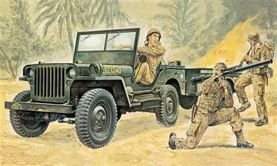 Willys Jeep z przyczepką