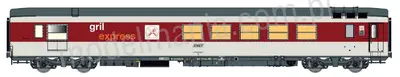 Wagon restauracyjny Vru „Gril Express” SNCF, epoka IV-V, czerwony/szary