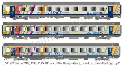 3 części Zestaw samochodowy VTU A10tu PLC + 2xB11tu SNCF Alsace GrandEst