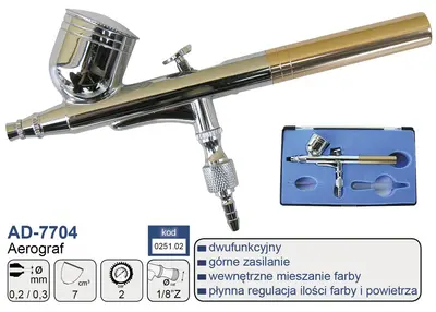Aerograf AD-7704 - dysza 0,2mm + dysza 0,3mm