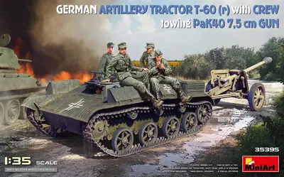 Mini Art 35395 T-60 (r) German Artillery Tractor with Crew towing PaK40 7,5 cm Gun