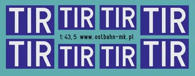 Kalkomania Tablice TIR niebieskie małe i większe