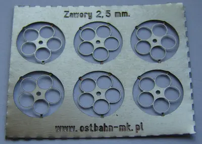 Fototrawione zawory 2,5 mm (6,5 mm cały). 6 sztuk