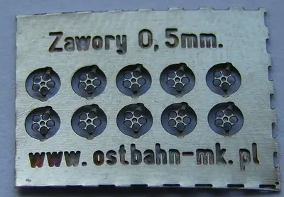 Fototrawione zawory 0,5 mm (1,3 mm cały). 10 sztuk