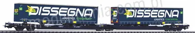 Podwójny wagon platforma T3000e z ładunkiem, Wascosa