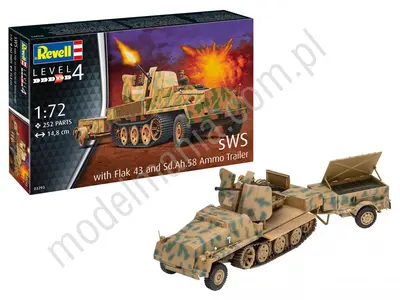 Niemiecki transporter półgąsienicowy sWS z działkiem p-lot Sfl. z 3,7 cm Flak 43