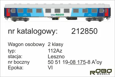Wagon osobowy 2 klasa typ 112Az Inter REGIO, Leszno