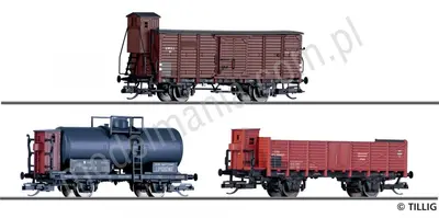 Zestaw 3 wagonów towarowych UWHJ/PKP/ČSD