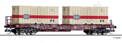 Wagon towarowy platforma do przewozu kontenerów (kieszeniowy) Sdkms 707 z kontenerami