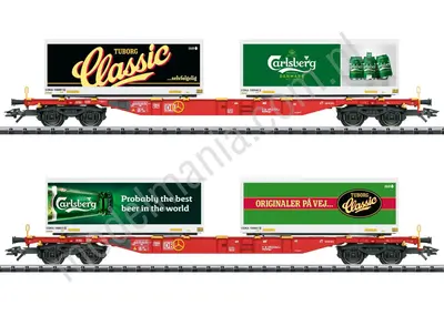 Zestaw wagon kontenerowy typ Sgns Carlsberg i Tuborg