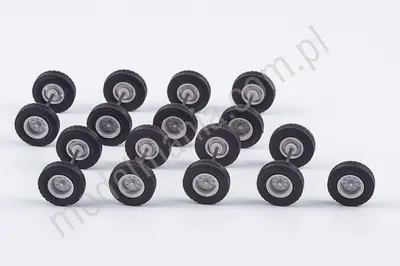 Koła z pojedyńczymi oponami - szare - 8 osi + koło zapasowe - 12,75 mm